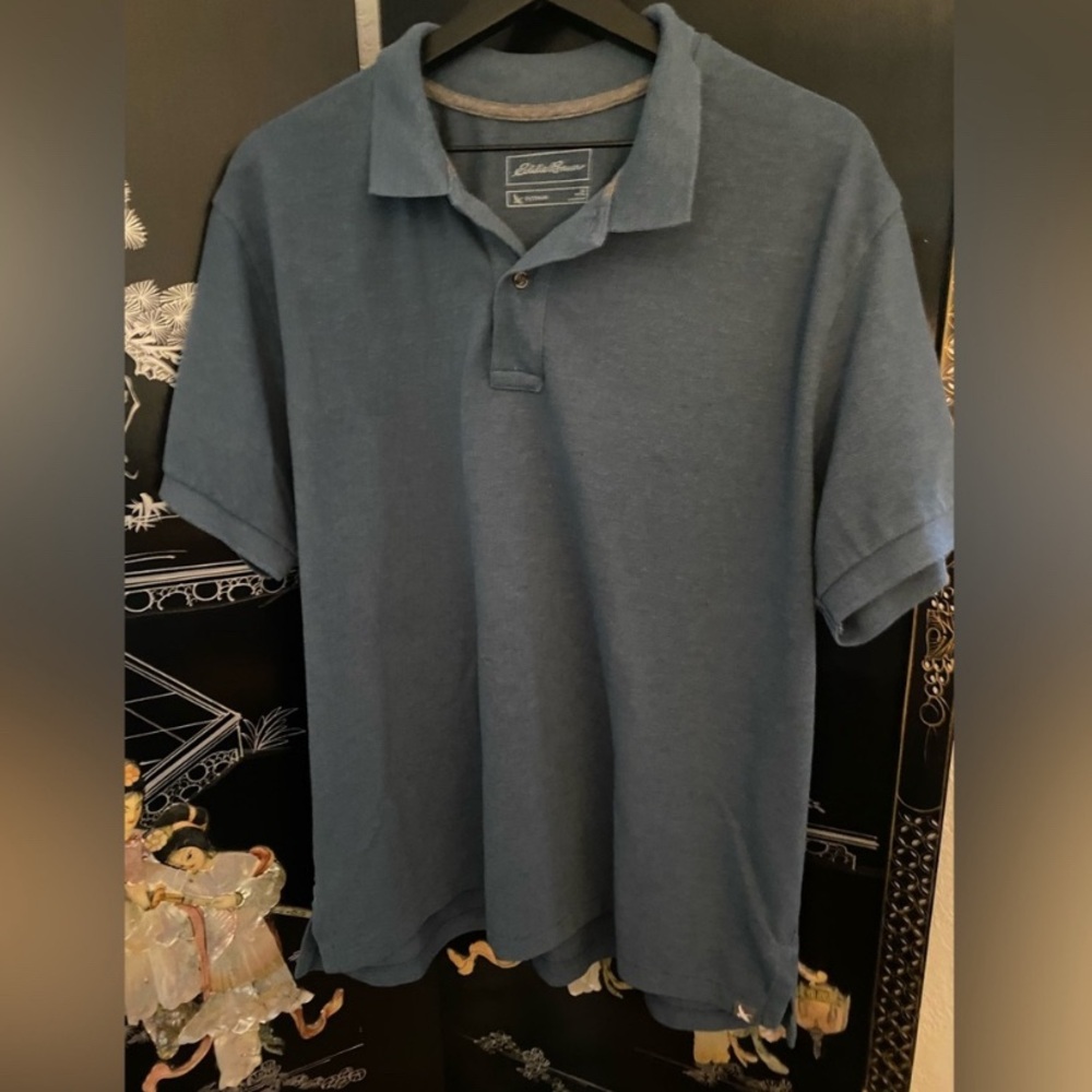 Eddie Bauer Men's Gray Blue Polo Shirt XL